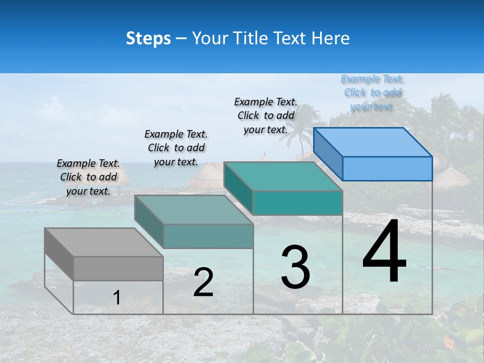 A Tropical Island With Palm Trees And Thatched Huts PowerPoint Template