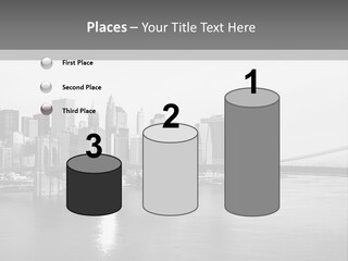A Black And White Photo Of A City Skyline PowerPoint Template