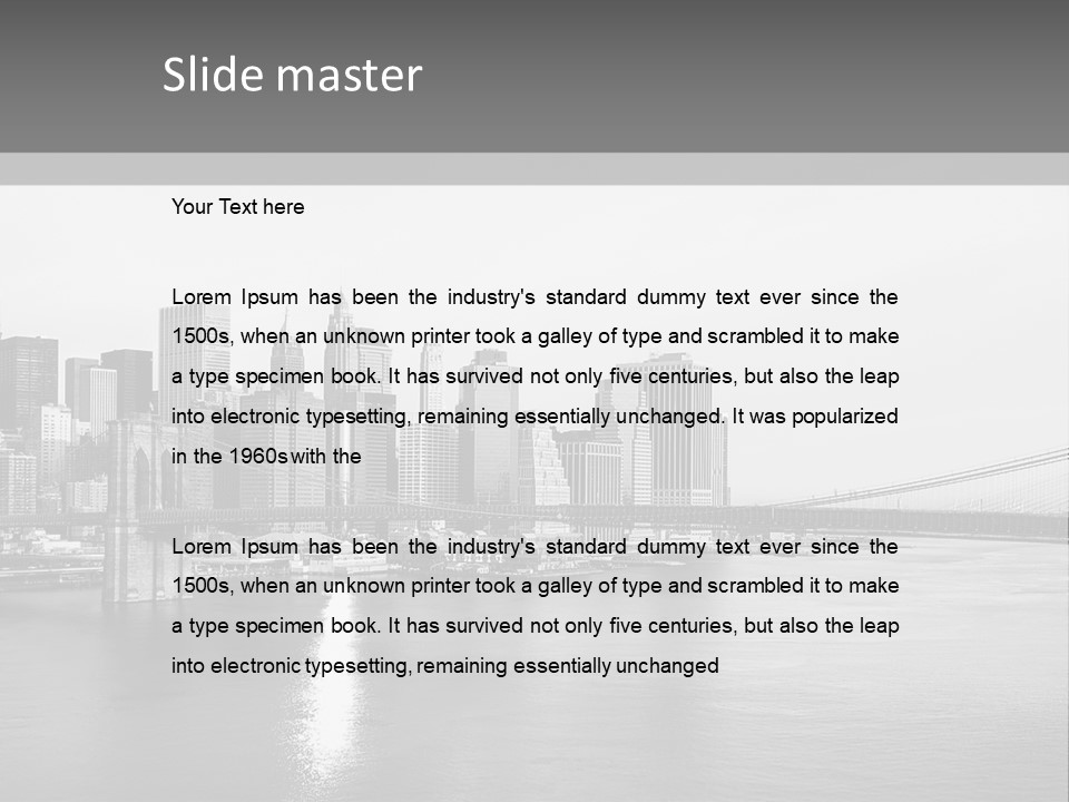 A Black And White Photo Of A City Skyline PowerPoint Template