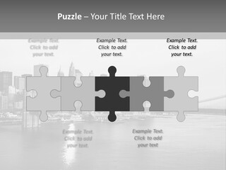 A Black And White Photo Of A City Skyline PowerPoint Template