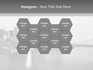 A Black And White Photo Of A City Skyline PowerPoint Template