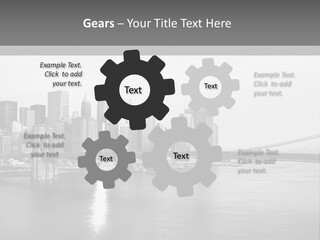 A Black And White Photo Of A City Skyline PowerPoint Template