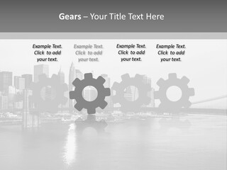A Black And White Photo Of A City Skyline PowerPoint Template
