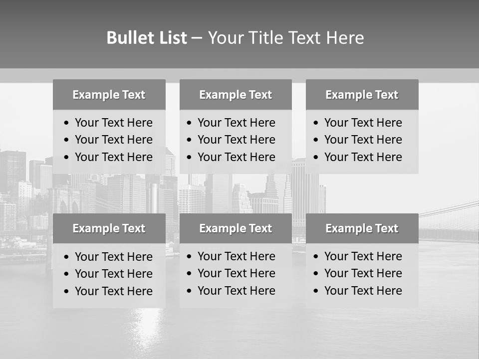 A Black And White Photo Of A City Skyline PowerPoint Template