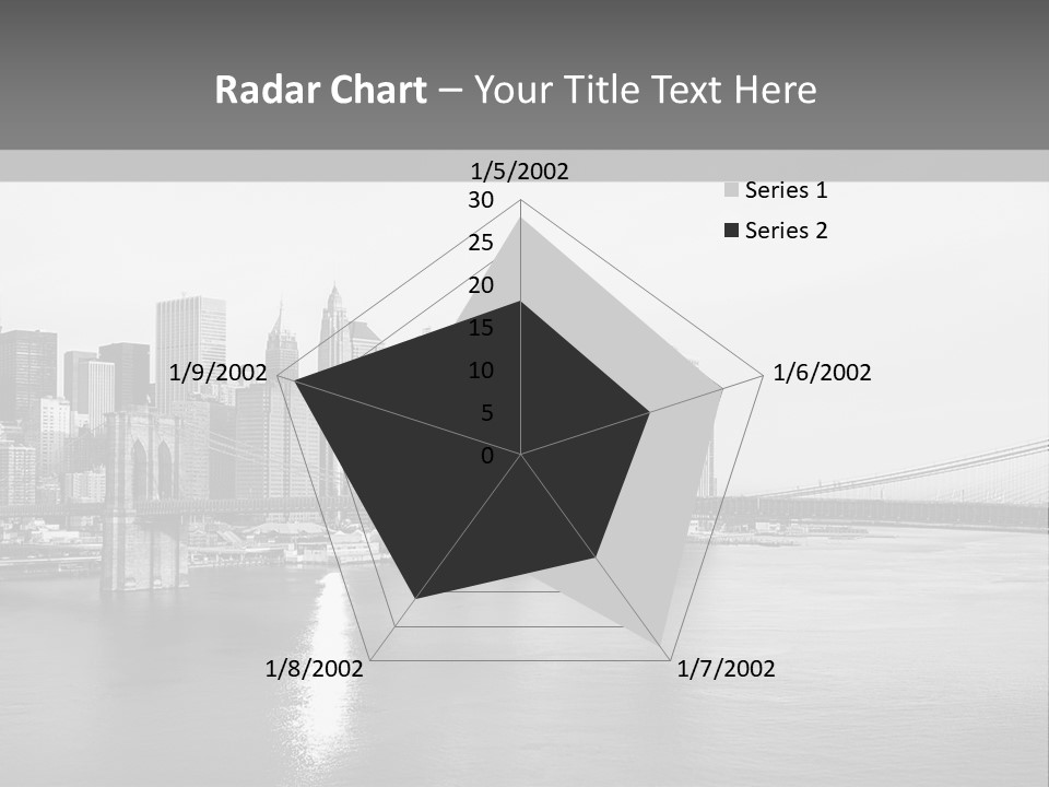 A Black And White Photo Of A City Skyline PowerPoint Template