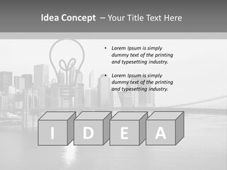 A Black And White Photo Of A City Skyline PowerPoint Template