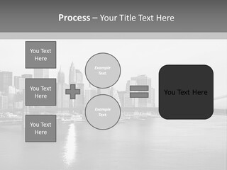 A Black And White Photo Of A City Skyline PowerPoint Template