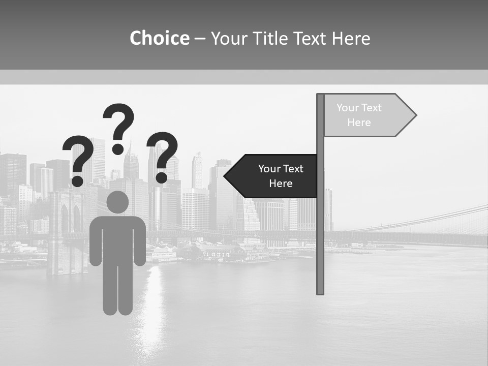A Black And White Photo Of A City Skyline PowerPoint Template