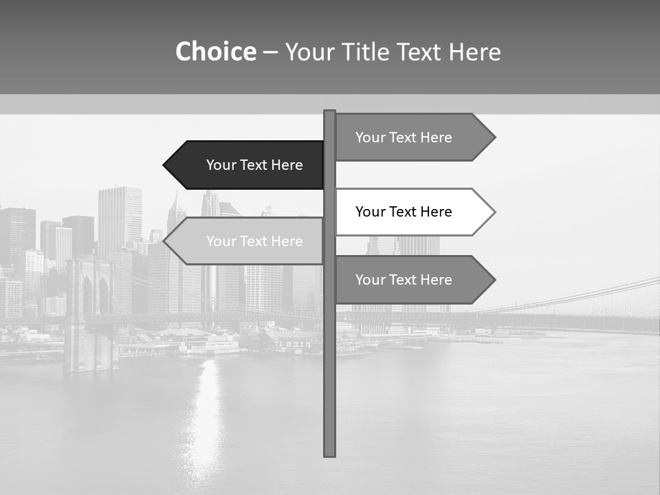 A Black And White Photo Of A City Skyline PowerPoint Template
