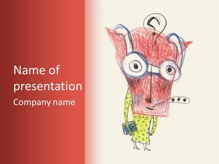 A Child's Drawing Of A Monster With Glasses PowerPoint Template