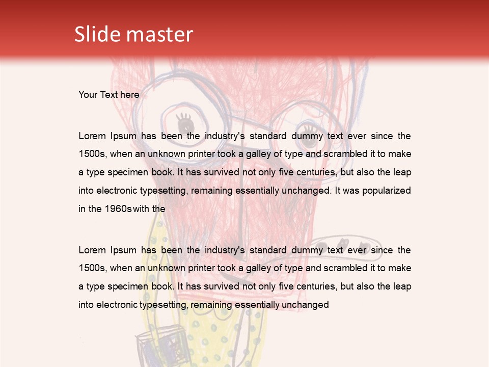 A Child's Drawing Of A Monster With Glasses PowerPoint Template
