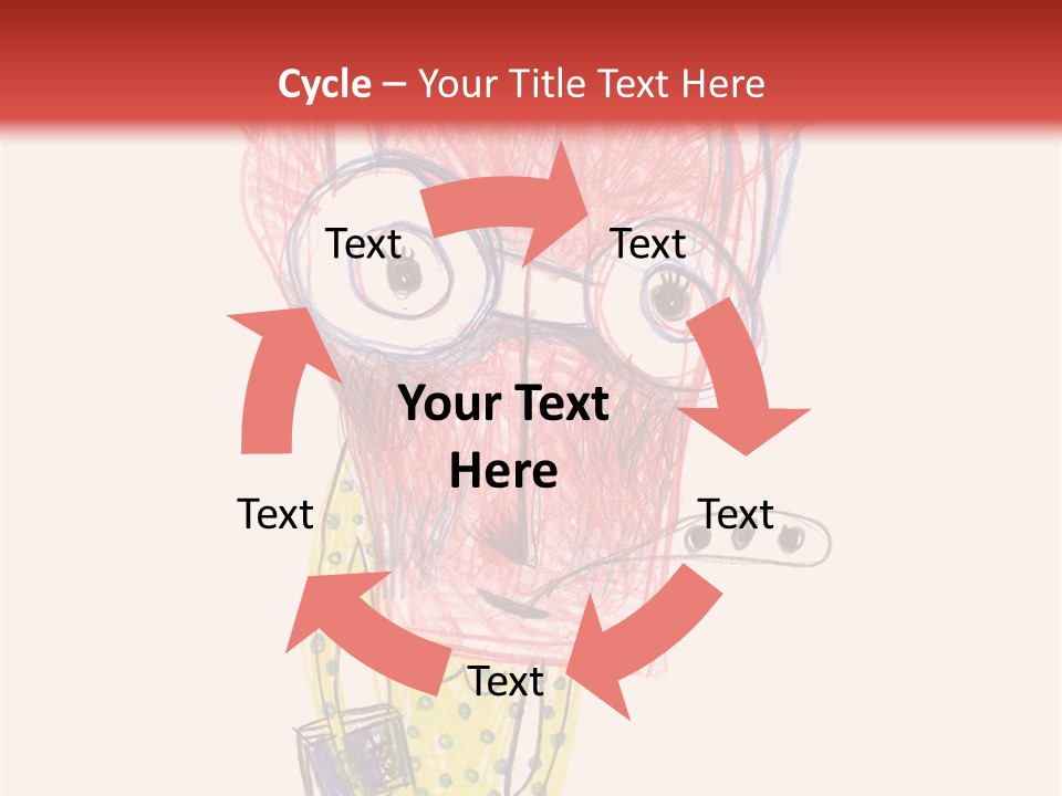 A Child's Drawing Of A Monster With Glasses PowerPoint Template