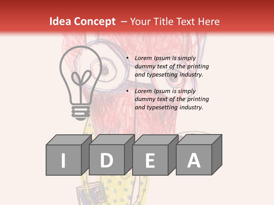 A Child's Drawing Of A Monster With Glasses PowerPoint Template