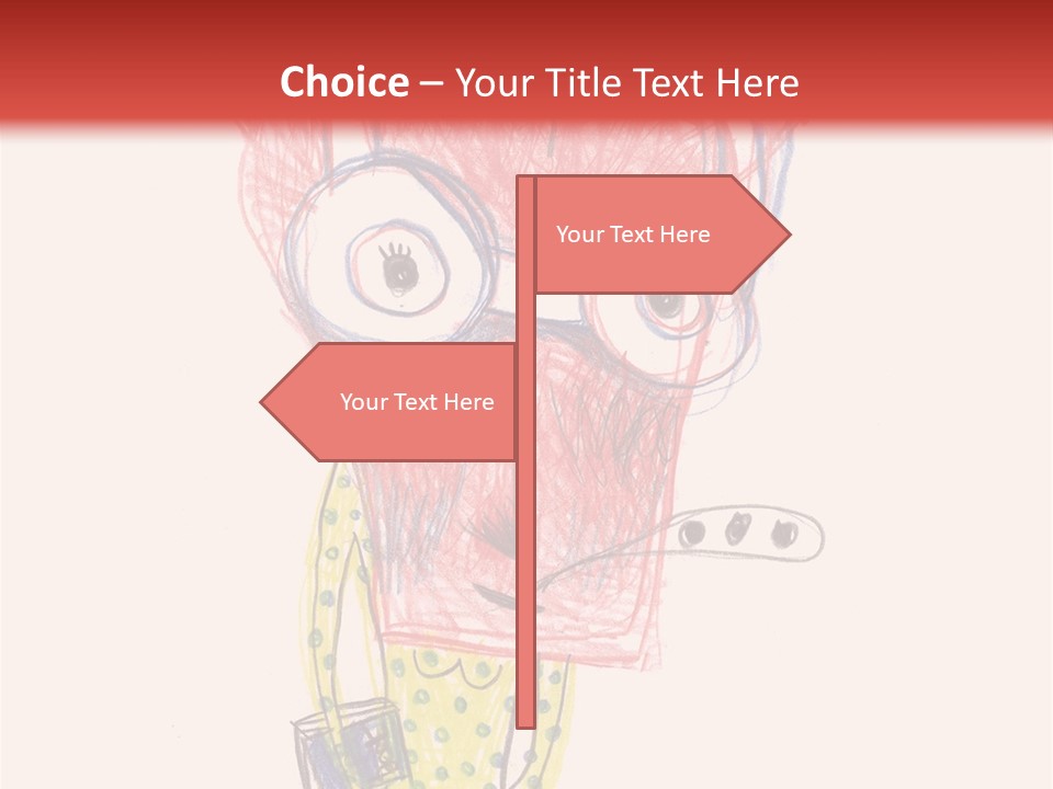 A Child's Drawing Of A Monster With Glasses PowerPoint Template