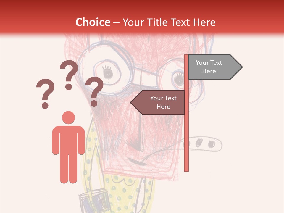 A Child's Drawing Of A Monster With Glasses PowerPoint Template