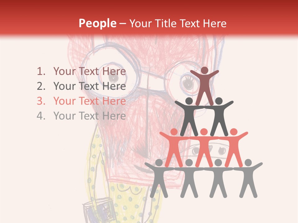 A Child's Drawing Of A Monster With Glasses PowerPoint Template