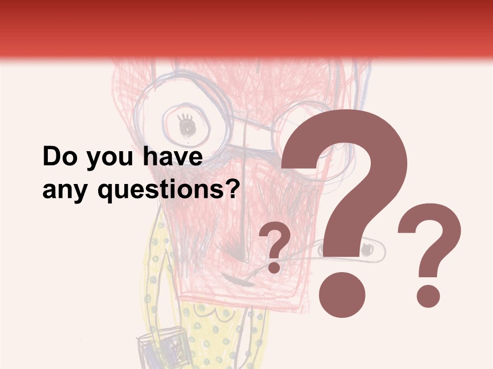 A Child's Drawing Of A Monster With Glasses PowerPoint Template