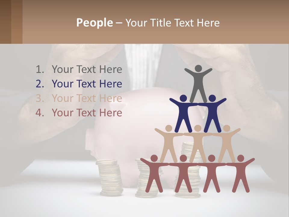 A Man Putting Money Into A Piggy Bank PowerPoint Template