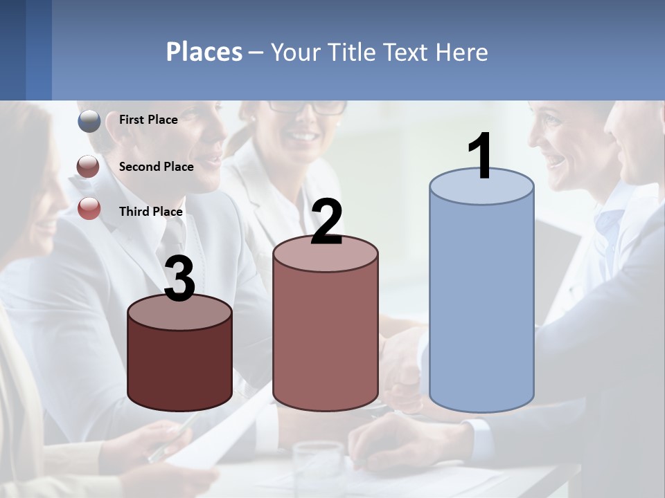 A Group Of Business People Shaking Hands Over A Table PowerPoint Template