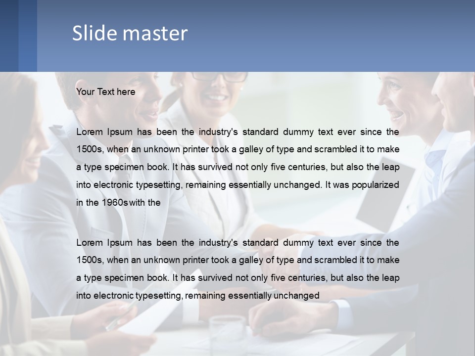 A Group Of Business People Shaking Hands Over A Table PowerPoint Template