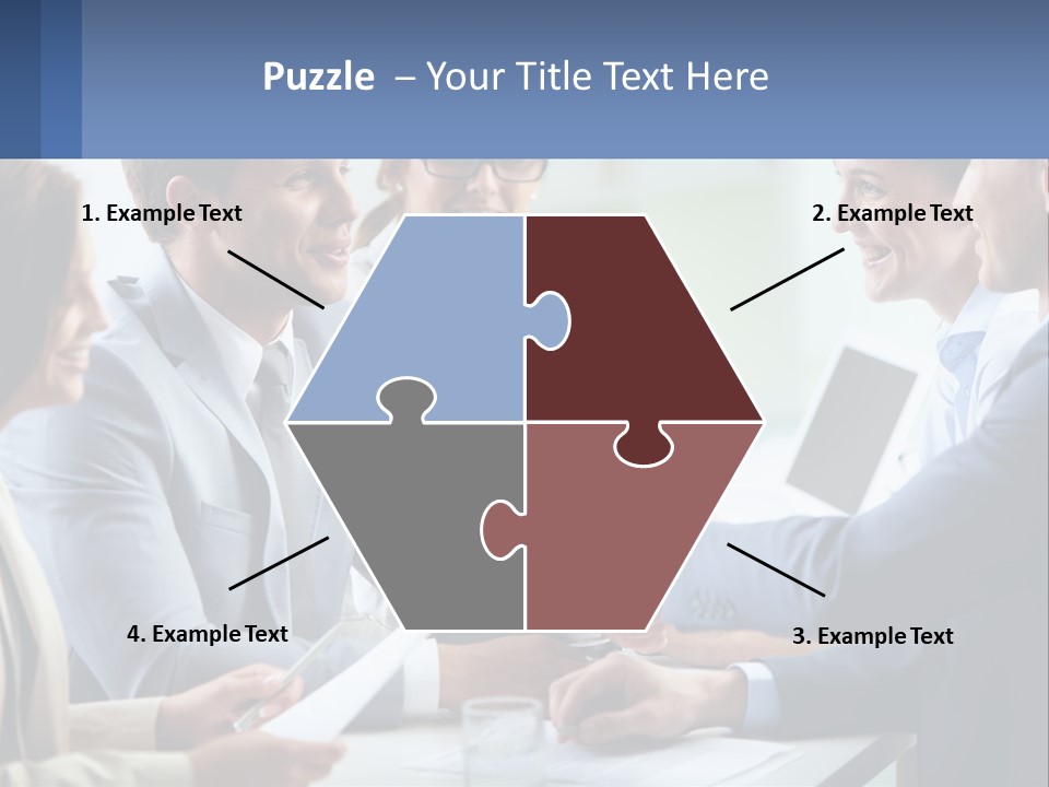 A Group Of Business People Shaking Hands Over A Table PowerPoint Template