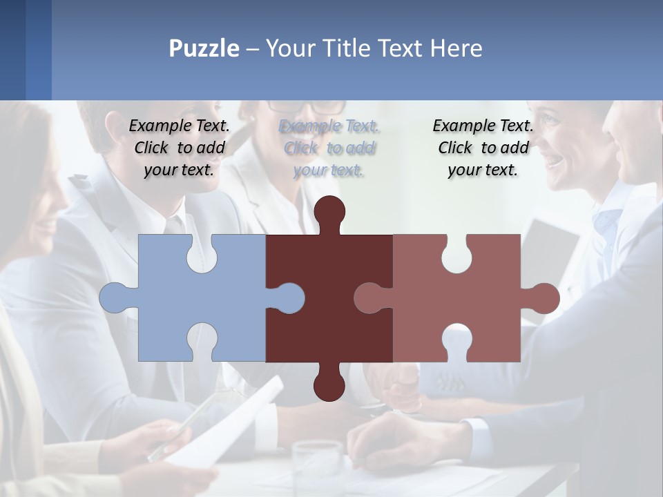 A Group Of Business People Shaking Hands Over A Table PowerPoint Template