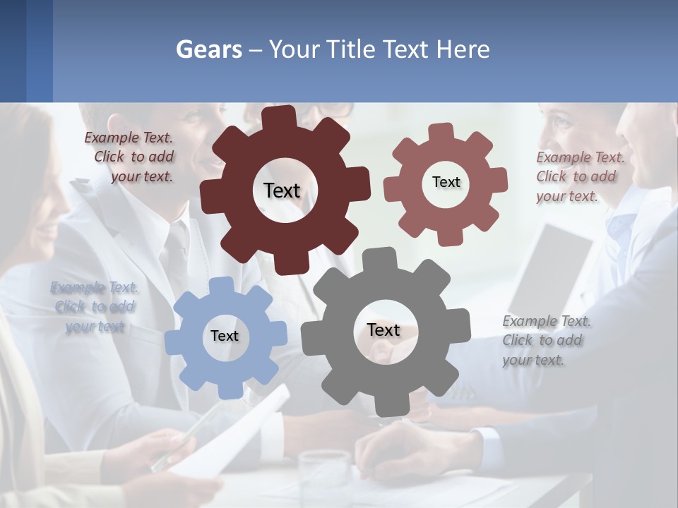 A Group Of Business People Shaking Hands Over A Table PowerPoint Template