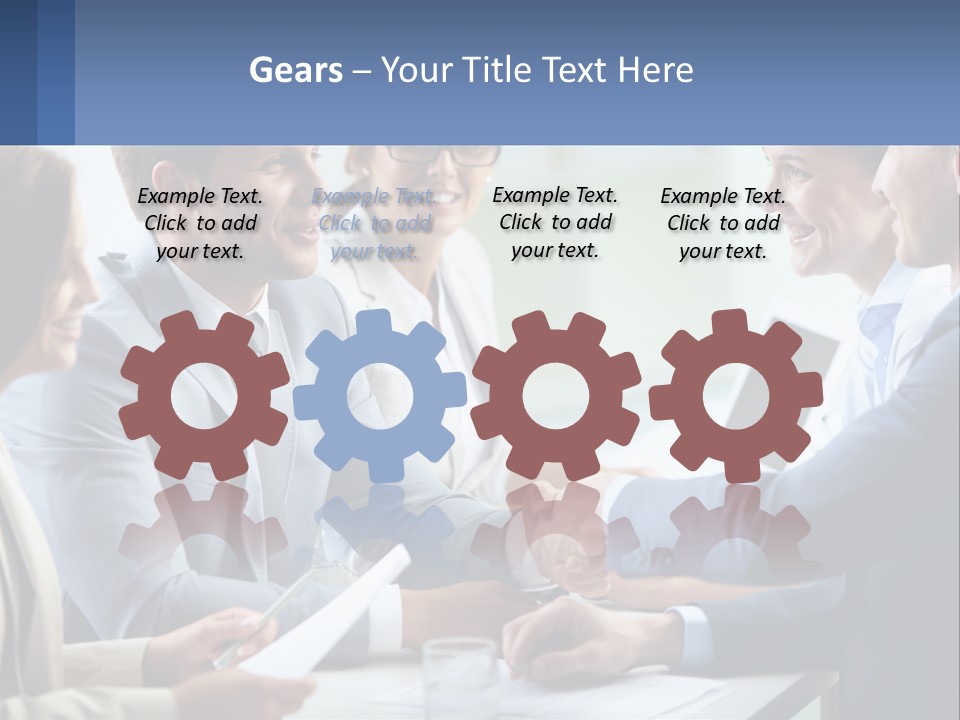 A Group Of Business People Shaking Hands Over A Table PowerPoint Template