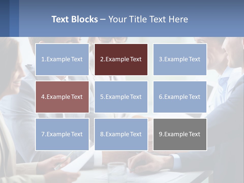 A Group Of Business People Shaking Hands Over A Table PowerPoint Template