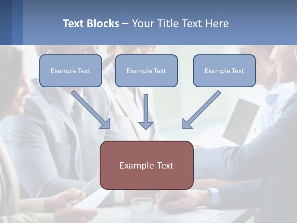 A Group Of Business People Shaking Hands Over A Table PowerPoint Template