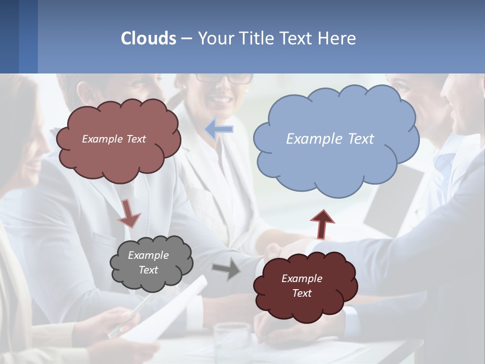 A Group Of Business People Shaking Hands Over A Table PowerPoint Template