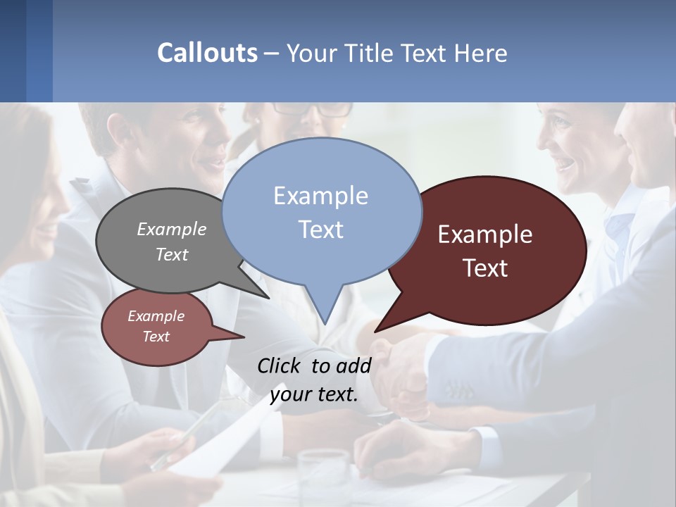 A Group Of Business People Shaking Hands Over A Table PowerPoint Template