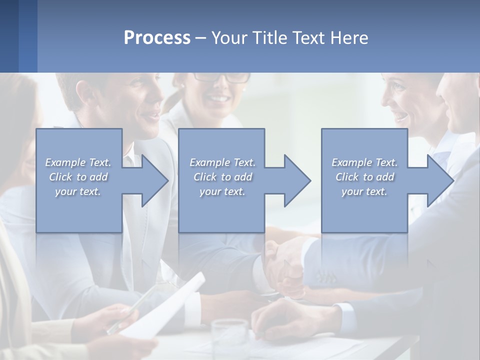 A Group Of Business People Shaking Hands Over A Table PowerPoint Template