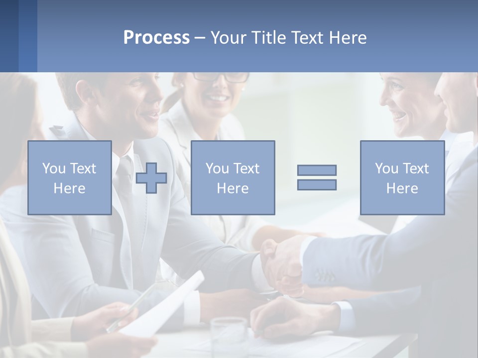 A Group Of Business People Shaking Hands Over A Table PowerPoint Template
