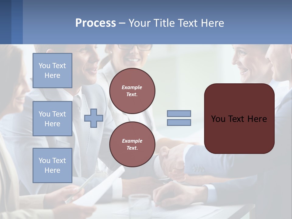 A Group Of Business People Shaking Hands Over A Table PowerPoint Template