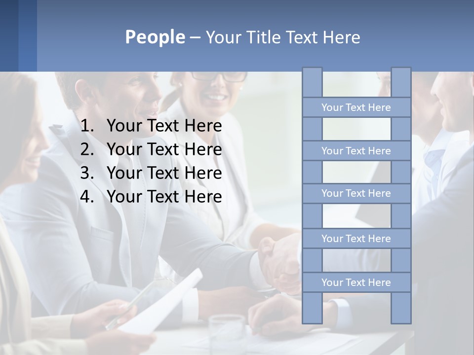 A Group Of Business People Shaking Hands Over A Table PowerPoint Template
