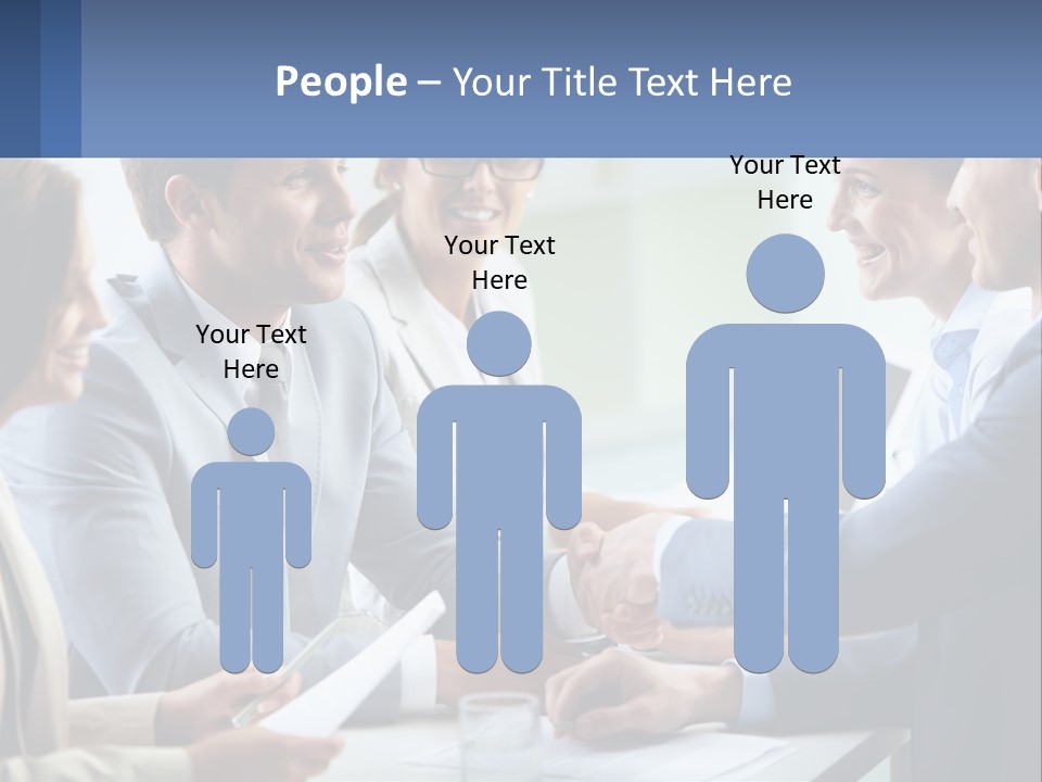 A Group Of Business People Shaking Hands Over A Table PowerPoint Template