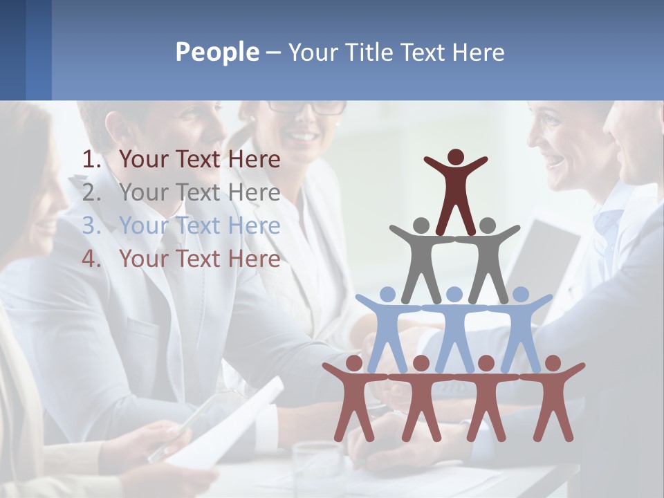 A Group Of Business People Shaking Hands Over A Table PowerPoint Template