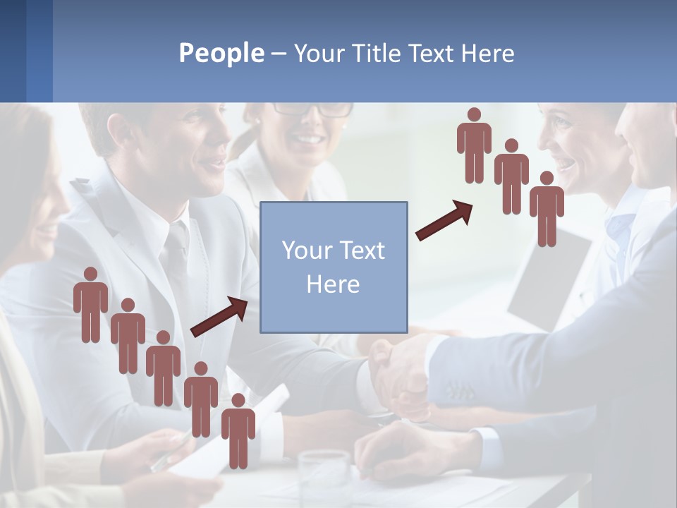 A Group Of Business People Shaking Hands Over A Table PowerPoint Template