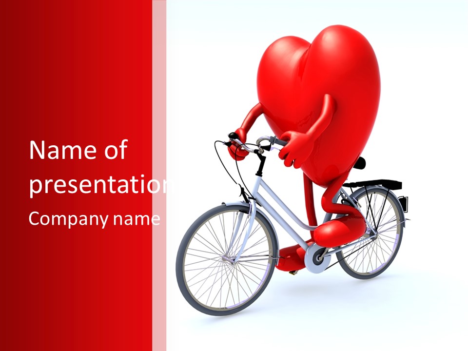 A Red Heart Riding A Bike With A Red Handlebar PowerPoint Template