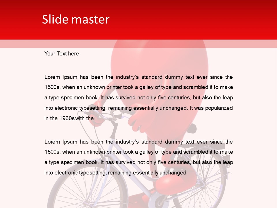 A Red Heart Riding A Bike With A Red Handlebar PowerPoint Template