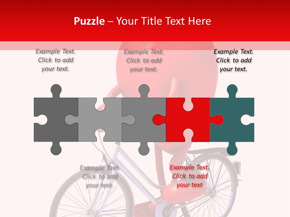 A Red Heart Riding A Bike With A Red Handlebar PowerPoint Template