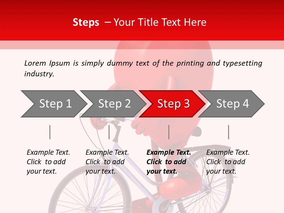 A Red Heart Riding A Bike With A Red Handlebar PowerPoint Template