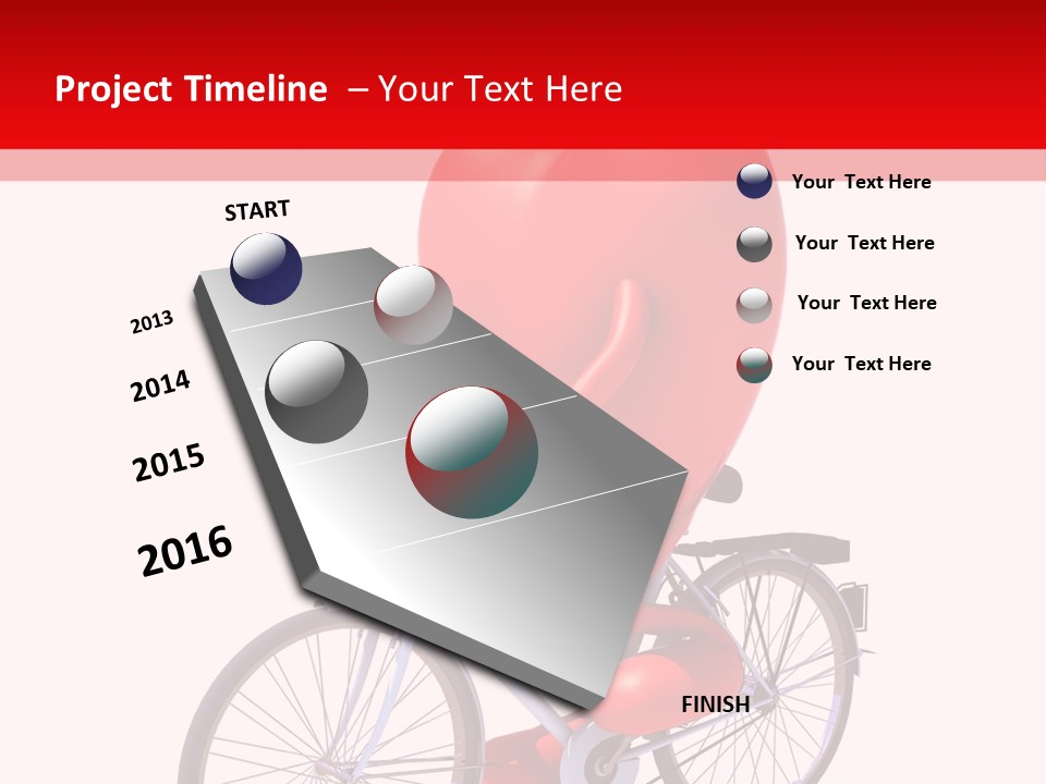 A Red Heart Riding A Bike With A Red Handlebar PowerPoint Template