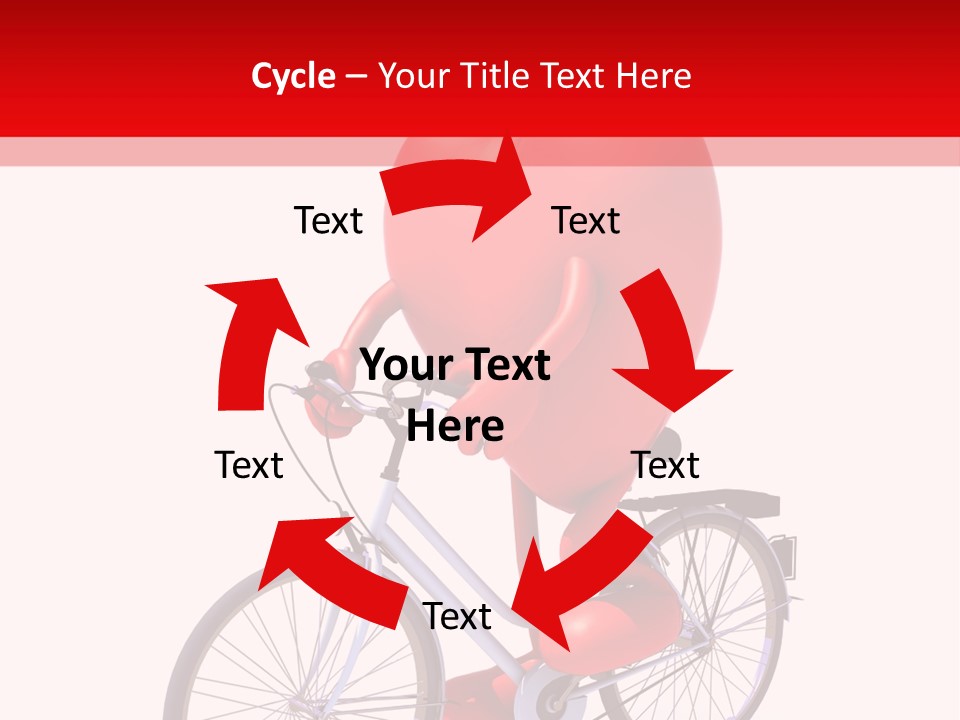 A Red Heart Riding A Bike With A Red Handlebar PowerPoint Template