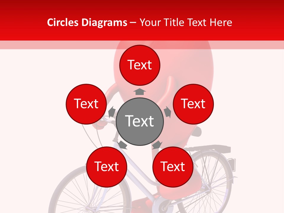 A Red Heart Riding A Bike With A Red Handlebar PowerPoint Template