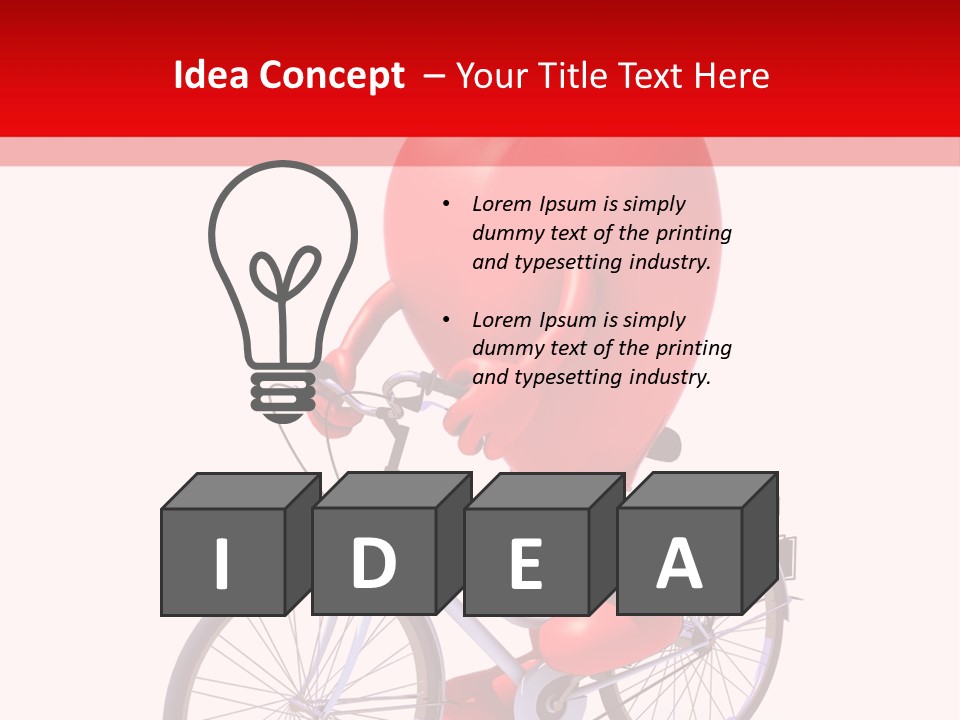 A Red Heart Riding A Bike With A Red Handlebar PowerPoint Template