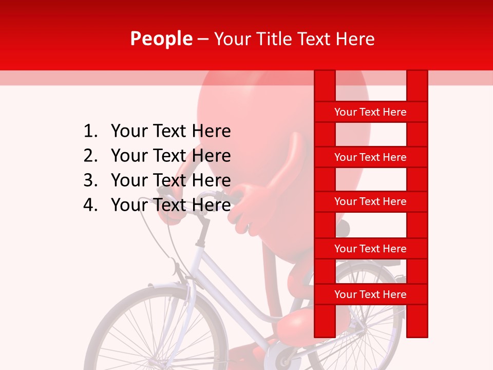 A Red Heart Riding A Bike With A Red Handlebar PowerPoint Template