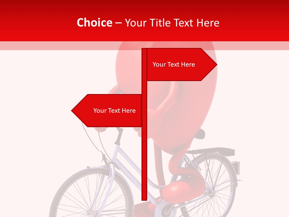 A Red Heart Riding A Bike With A Red Handlebar PowerPoint Template