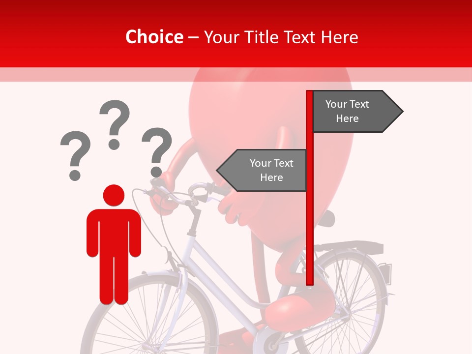 A Red Heart Riding A Bike With A Red Handlebar PowerPoint Template